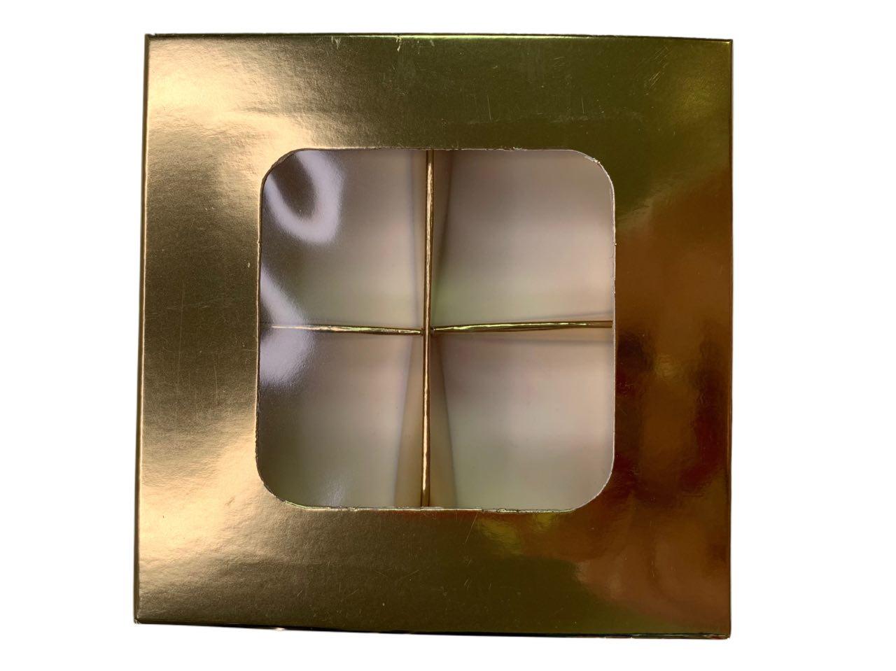 Коробка для 4 цукерок з бортиком, з золотою ламінацією, 110*110*30, фото 1