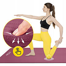 Килимок (мат) спортивний 4FIZJO NBR 190 x 100 x 1.5 см для йоги та фітнесу Burgundy (P-5905973407144), фото 4