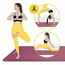 Килимок (мат) спортивний 4FIZJO NBR 190 x 100 x 1.5 см для йоги та фітнесу Burgundy (P-5905973407144), фото 5