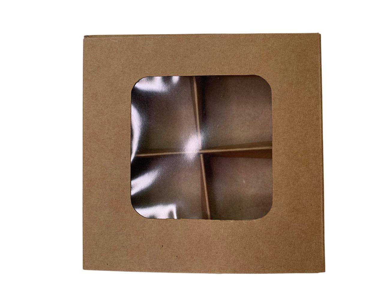 Коробка для 4 цукерок з бортиком, з крафт-картону, 110*110*30, фото 1