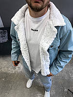 Джинсова куртка чоловіча стильна модна утеплена з міхом SHOP OP