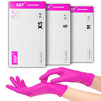 Рукавички нітрилові SEF, щільність 3.8 г. - Рожеві Маджента (100 шт)