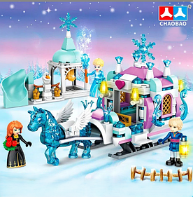 Дитячий конструктор карета Холодне Серце Принцеса Ельза Frozen 7569 колісниця лезове перевезення для дівчаток