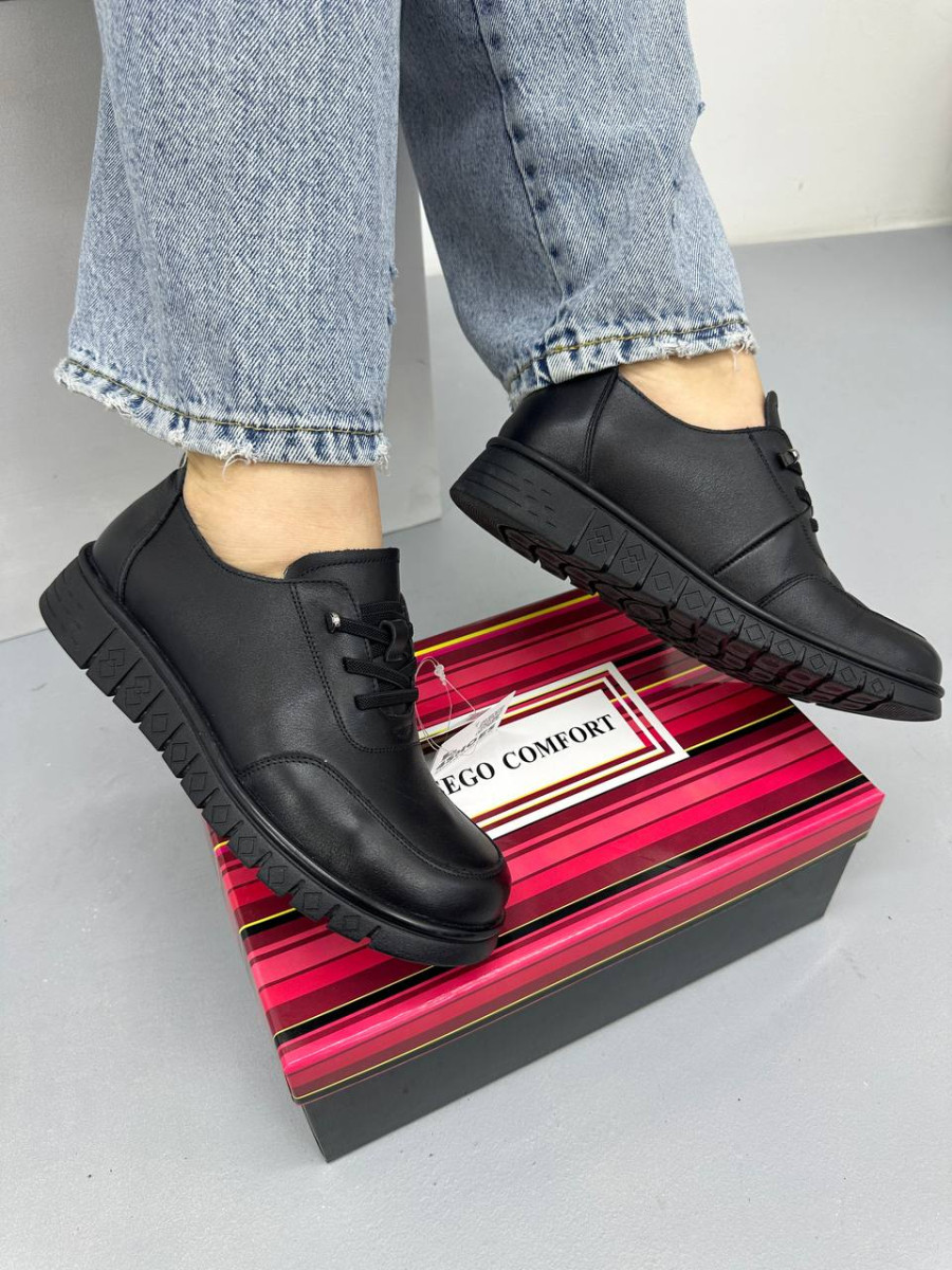 Туфлі жіночі шкіряні MeegoComfort 25A071 (Battal) Black чорні, фото 1