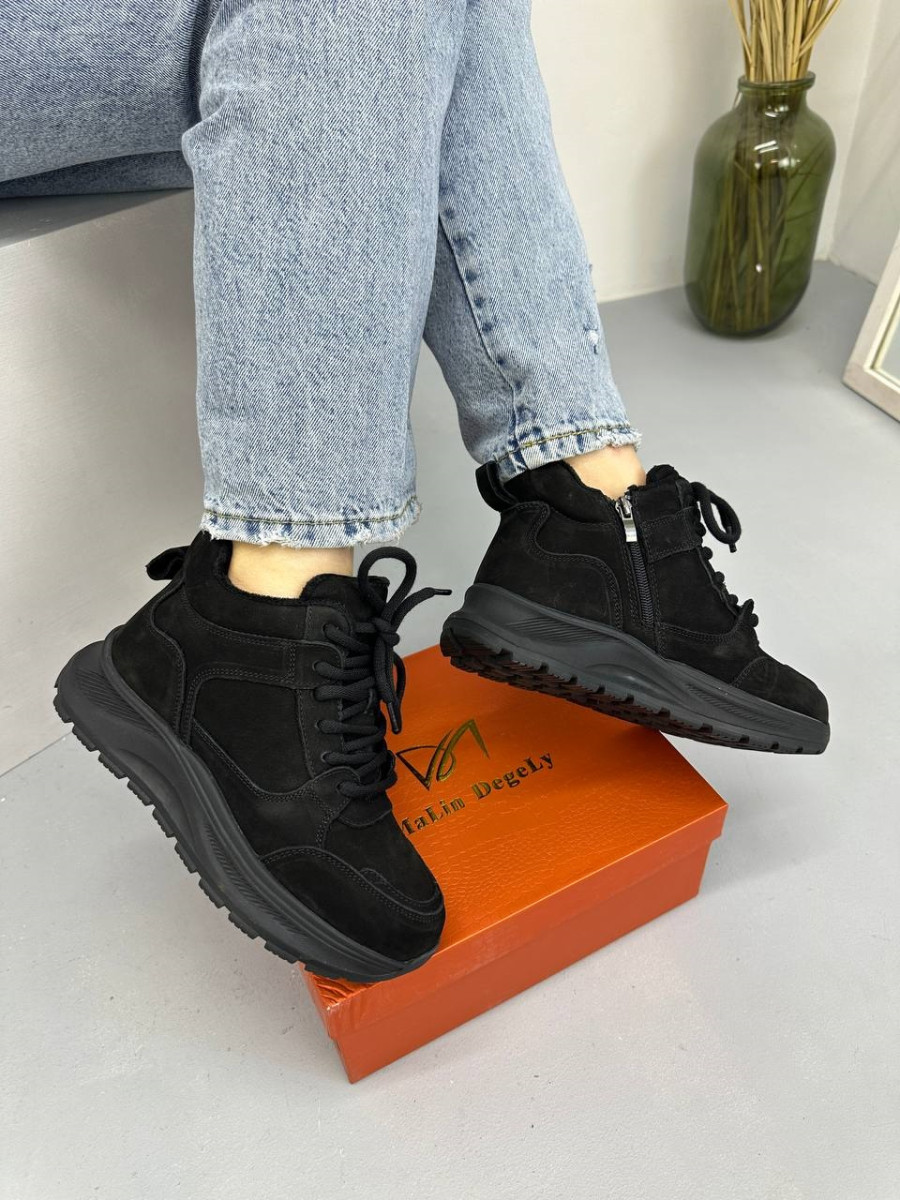 Кросівки жіночі високі MalinDegely A259-1B чорні, фото 1