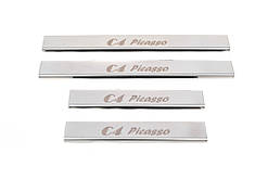 Накладки на пороги Carmos (4 шт., нерж.) для Citroen C-4 Picasso 2013-2022 рр