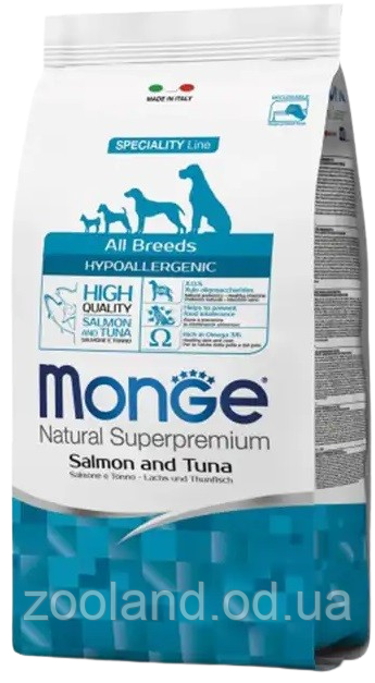 70006439 Monge All Bred Adult Hypoallergenic з лососем і тунцем, 15 кг