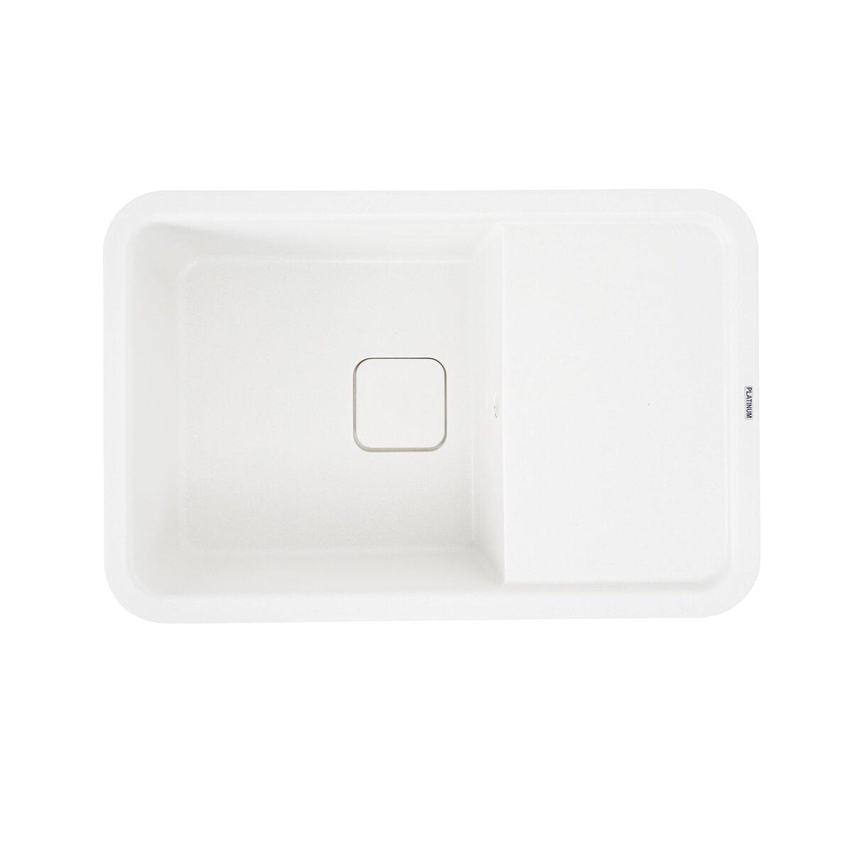 Гранітна мийка для кухні Platinum 7850 CUBE матова Білосніжна, фото 1