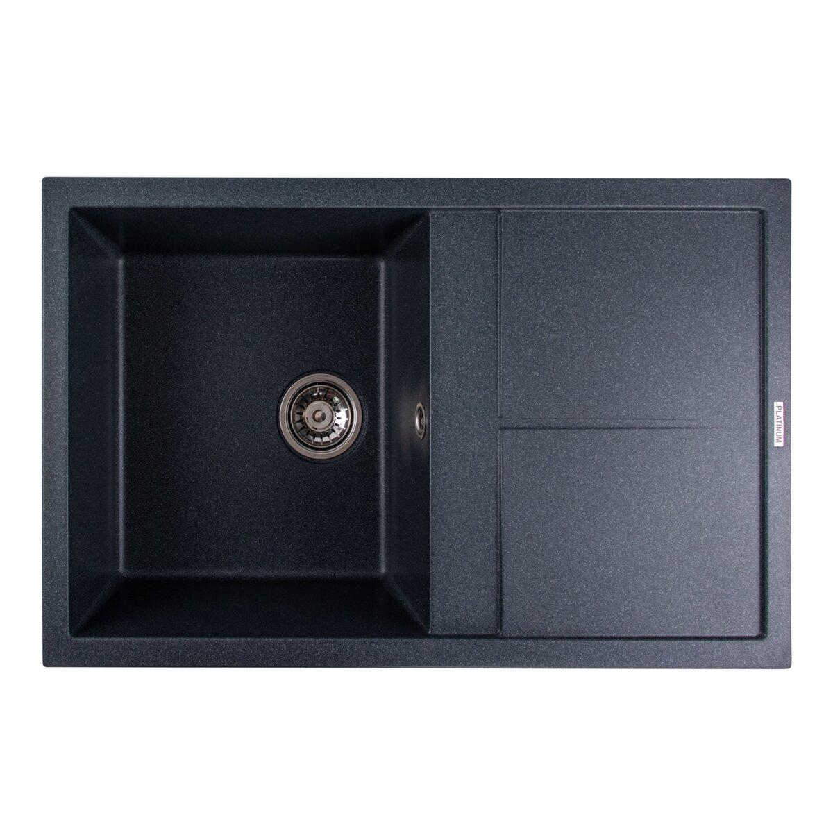 Гранітна мийка для кухні Platinum 7950 Selena матова Антрацит, фото 1
