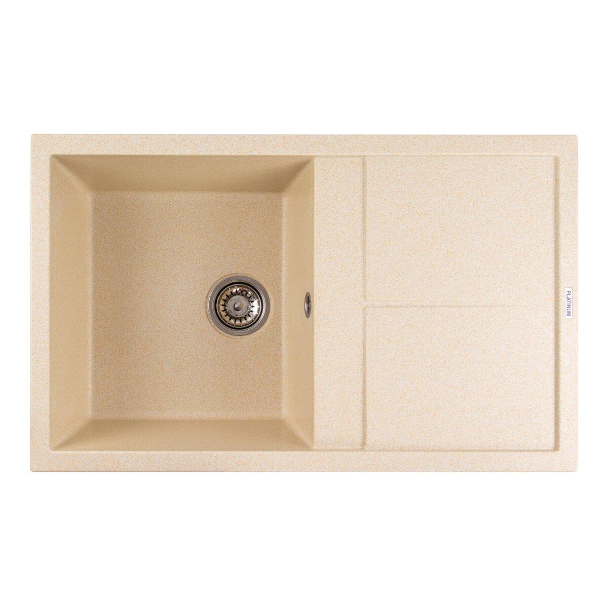 Гранітна мийка для кухні Platinum 7950 Selena матова Пісок, фото 1