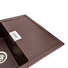 Гранітна мийка для кухні Platinum 8650 DIAMOND матова (моко), фото 3