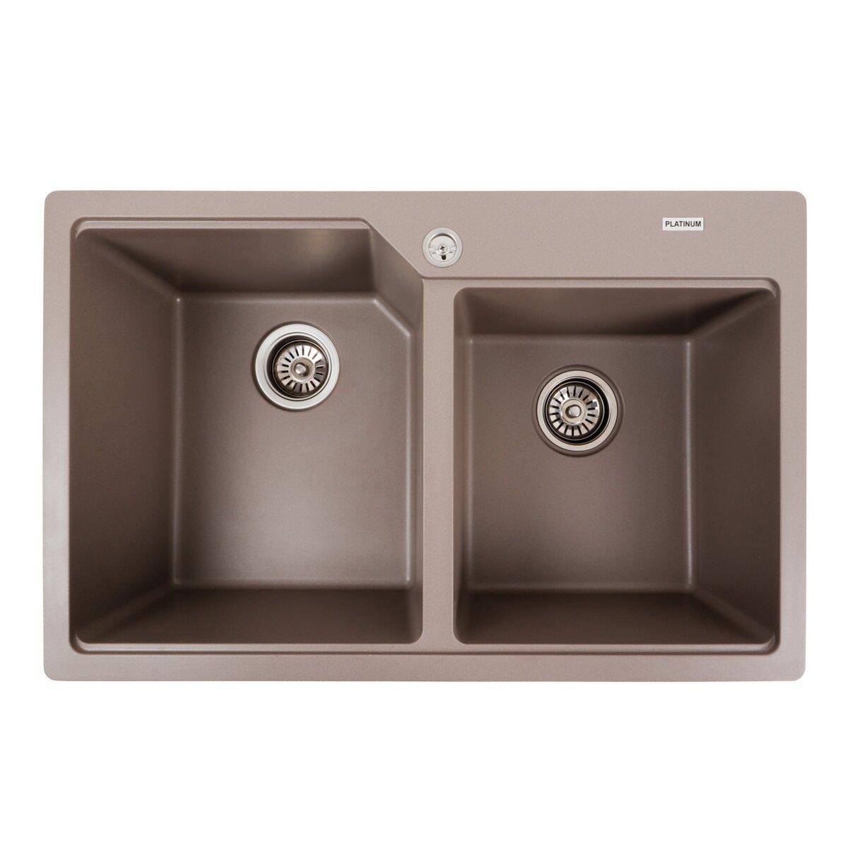 Гранітна мийка для кухні Platinum 7850 HARMONY матова Дюна, фото 1