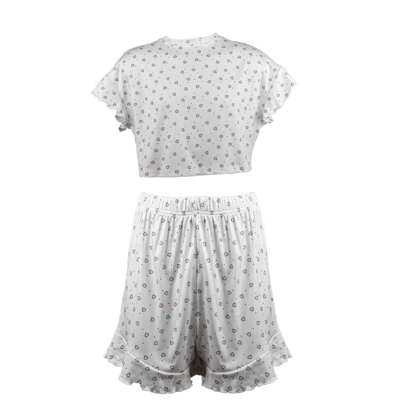 Жіночий комплект для дому та сну Lesko SM240426DHX6 L футболка та шорти жіноча піжама біла із сердечками 5 шт., фото 1