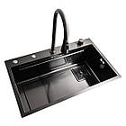 Кухонна мийка 75*45A PVD чорна Platinum Handmade "ВОРОСПАД", фото 2