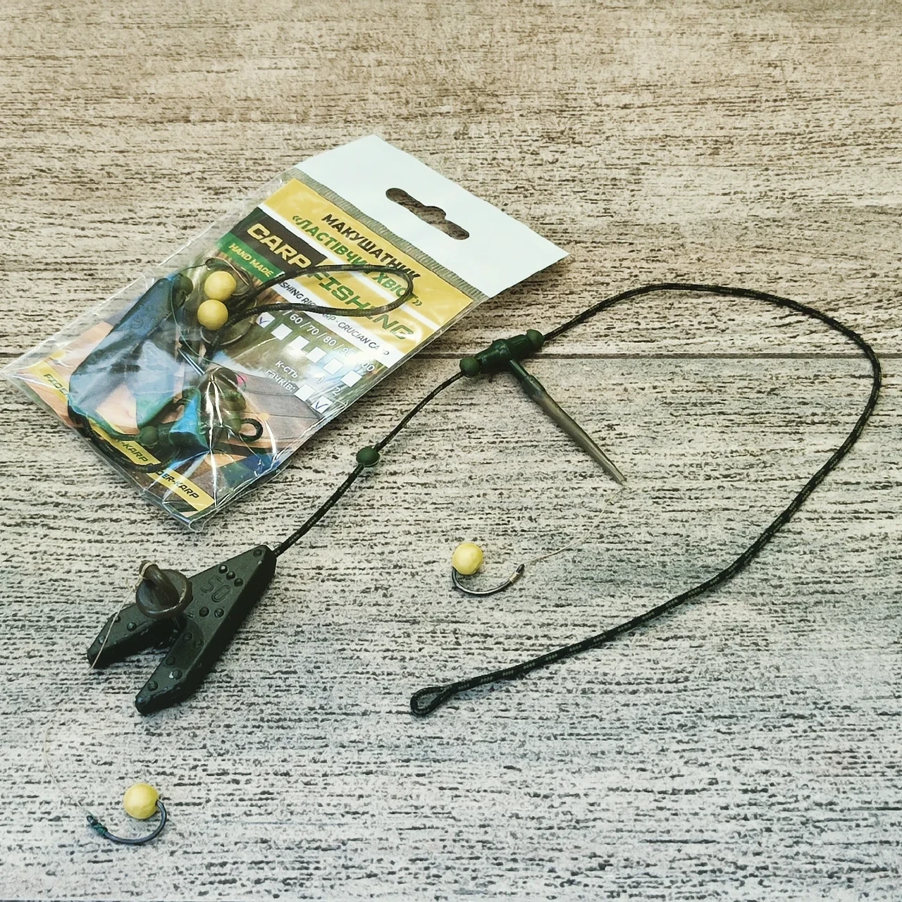 🇺🇦 Макушатник на лидкоре «Ласточкин хвост» 2 крючка , вес 50 грам 🇺🇦, фото 1