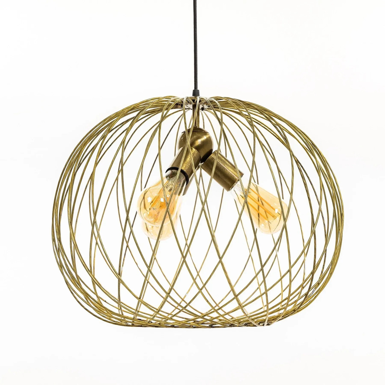 Підвісний світильник лофт античне золото на 3 лампи цоколь Е27, фото 1