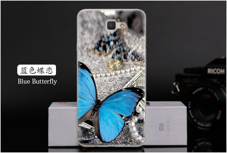 Чохол силіконовий бампер для Samsung Galaxy J5 Prime G570f з картинкою синя метелик з перлинами
