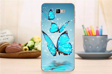 Чохол силіконовий бампер для Samsung Galaxy J5 Prime G570f з картинкою три сині метелики