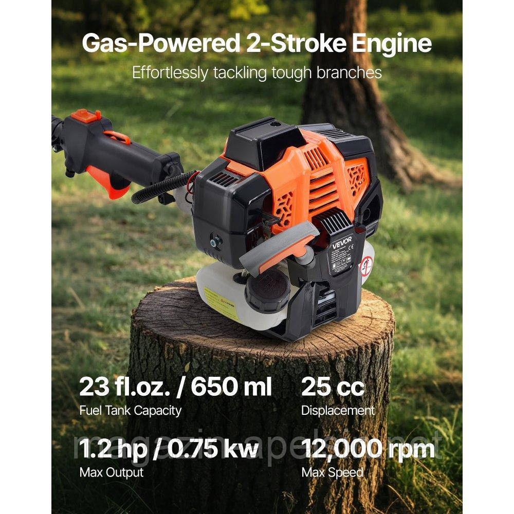 Бензиновий висоторіз VEVOR 2,12–3,62 м, телескопічна пилка, 25 куб.см, 2-тактна бензопила