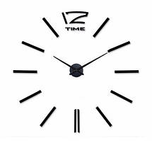 Настінний об'ємний 3D годинник великий 120см з полосками колір чорний diy зроби сам Art Clock 3d глянсовий великі