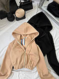 Зипка жіноча на блискавці з капюшоном тринитка на флісі 42-46 48-50, фото 7