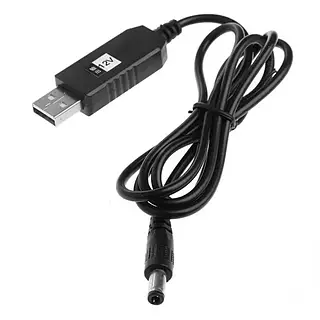 Кабель питания для роутера/модема USB-DC (2.1x5.5mm) с преобразователем до 12V in box (1m)