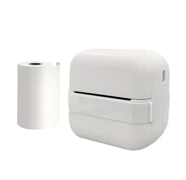 Принтер портативний bluetooth кишеньковий термопринтер А15-W білий з 5 рулонами, фото 1