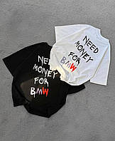 Футболка з написом на спині жіноча чорна та біла 42-46