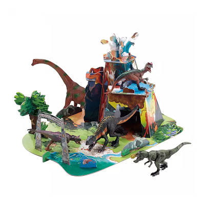 Игровой набор Большой 3Д пазл Юрский период детям 36 деталей / Собери трехмерную сцену с фигурками динозавров