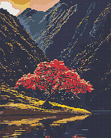 Алмазна мозаїка/вишивка  Дерево серед гір 40*50 см Орігамі OD 3514