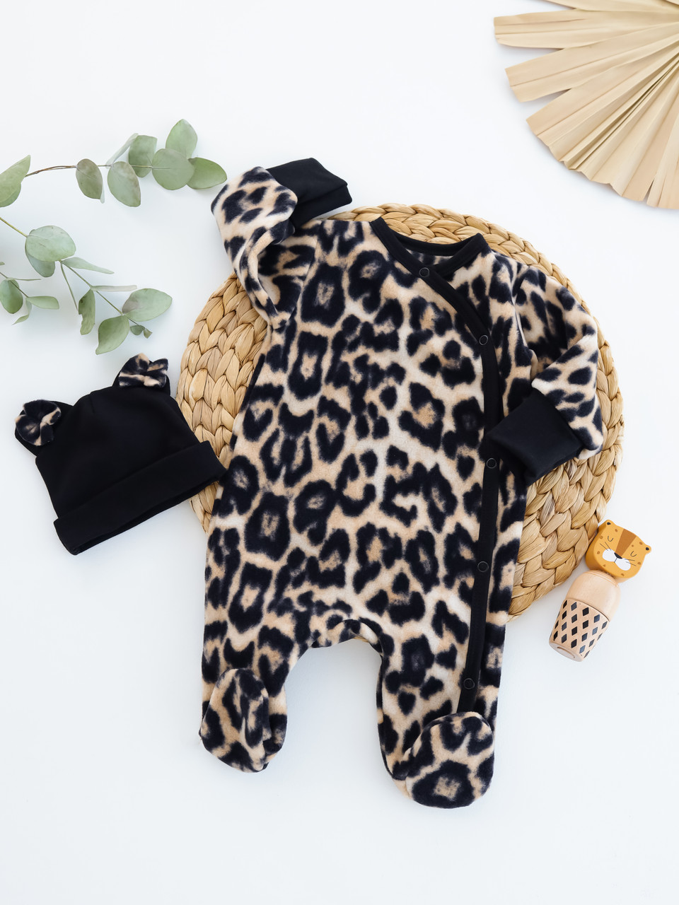 Теплий комплект для новонародженого з флісу з шапочкою (рубчик), фото 1