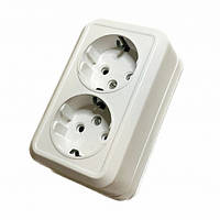 Розетка подвійна євро РА16-У08 біла з дном Житомир