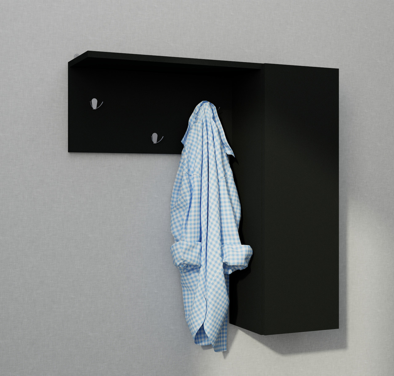 Вішалка настінна. Вішалка в передпокій. Вішалка настінна з полицею і гачками MebelProff B2 Антрацит, фото 1