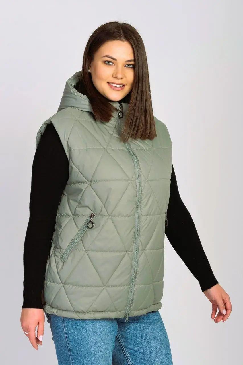 Жіноча жилетка великих розмірів 50-62 олива, фото 1