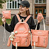 Рюкзак із сумками 5в1, 42x30x11 см, Рожевий/ Міський рюкзак/Рюкзак підлітковий/Бузковий рюкзак/ Портфель, фото 2