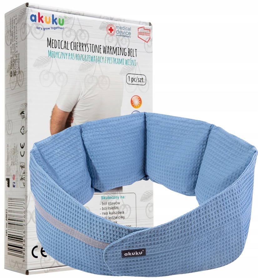 Лікувальний нагрівальний пояс з вишневими кісточками Akuku A0637, фото 1
