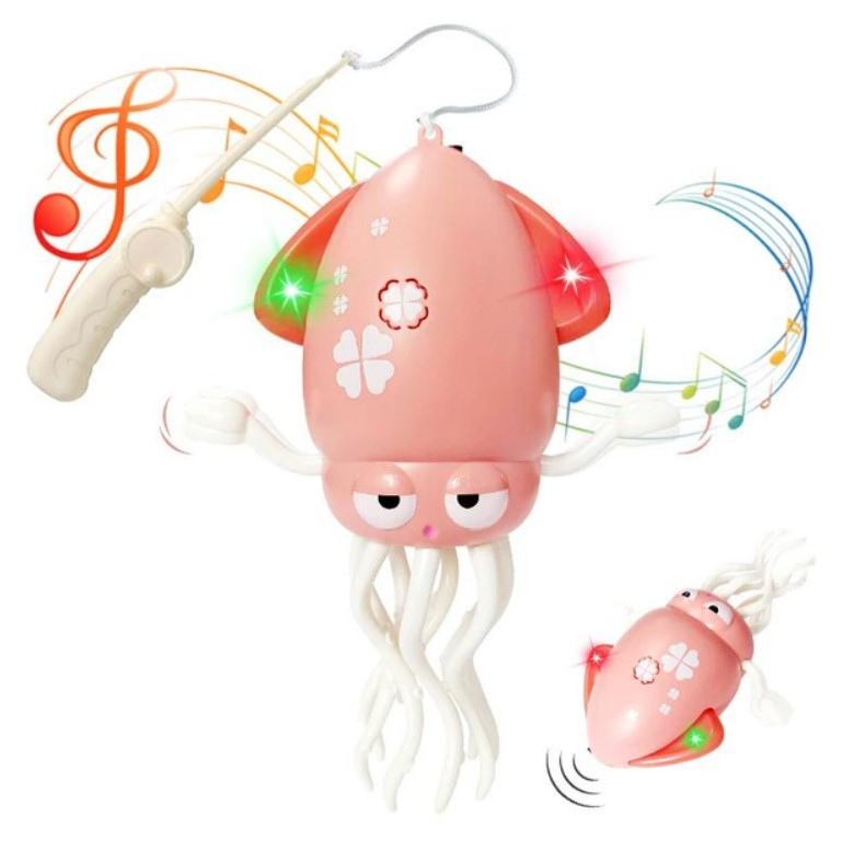 Іграшка музична інтерактивна Squid Electric Dance танцюючий восьминіг для малюків Рожевий, фото 1