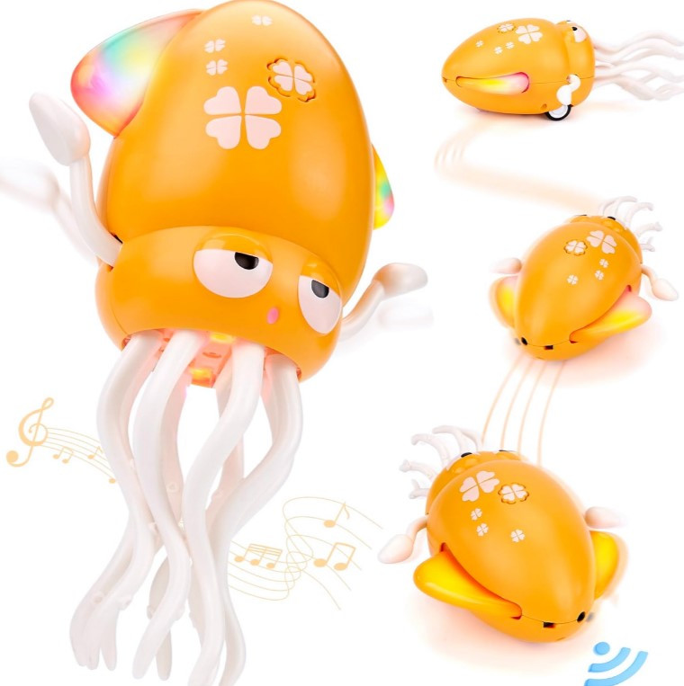 Іграшка музична інтерактивна Squid Electric Dance танцюючий восьминіг для малюків Жовтий, фото 1