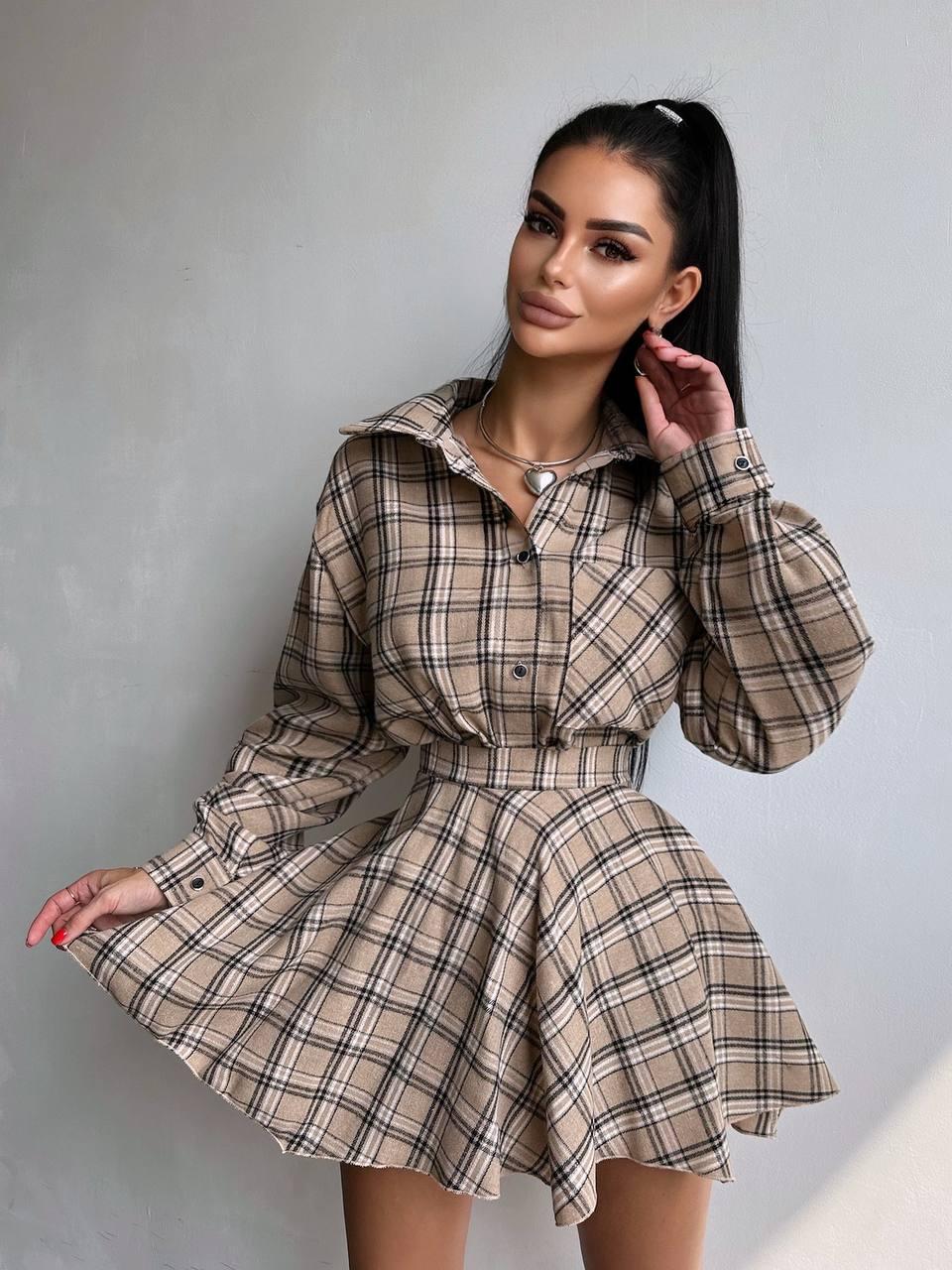 Жіночий комплект: біла сорочка із широкими рукавами ліхтариками та чорна спідниця з рюшами воланами зі 100% бавовни, фото 1