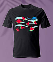 Футболка черная херсон в сердце с арбузами на волнах, размеры s-5xl