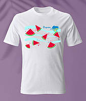 Футболка белая херсон в сердце с арбузами на волнах, размеры s-5xl