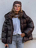 Жіноча зимова куртка пуховик з капюшоном у стилі оверсайз, фото 8
