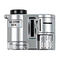 Кишеньковий дитячий мікроскоп зі світлодіодним підсвічуванням оптичний 60х портативний 3хLR1130