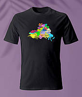 Футболка черная карта Херсонской области, размеры s-5xl