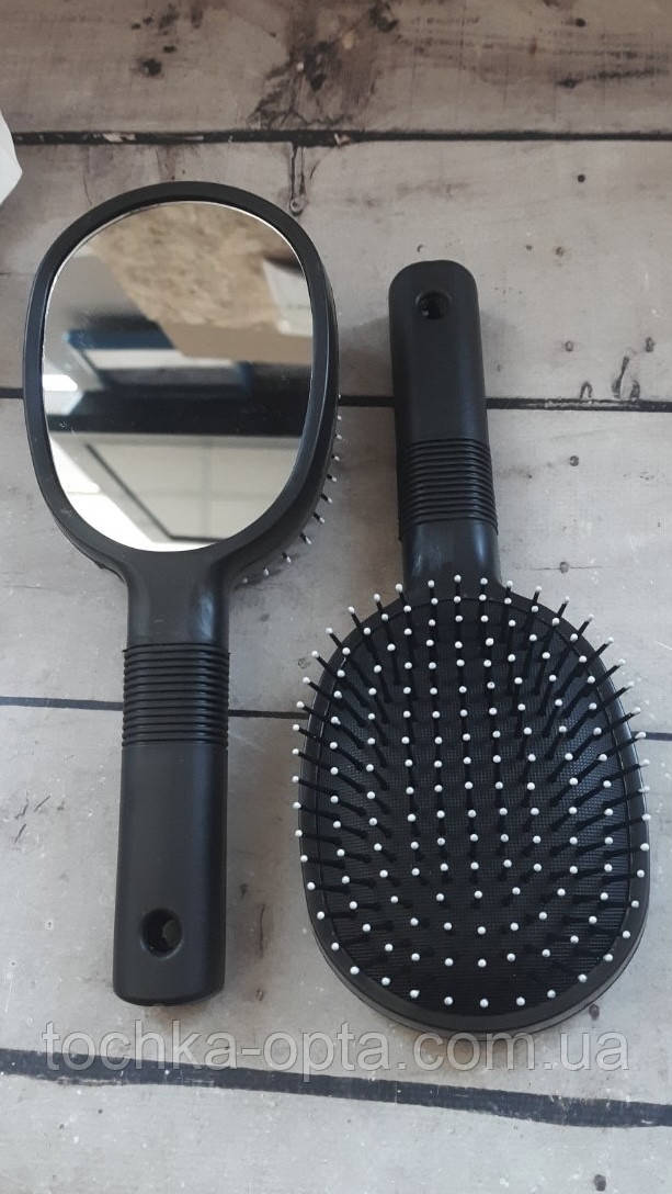 Масажна щітка для волосся з дзеркалом велика, фото 1