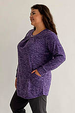 Туніка жіноча батал трикотажна великі розміри 52-66 з кишенями бузкова, фото 3