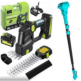 Акумуляторні ножиці кущоріз Krafftec 2 в 1 з подовжувачем 2.0 м.