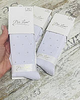 Білі гладкі колготки для дітей із розсипом камінчиків