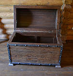 Велика дерев'яна скриня під старовину з металевою окантовкою, фото 2