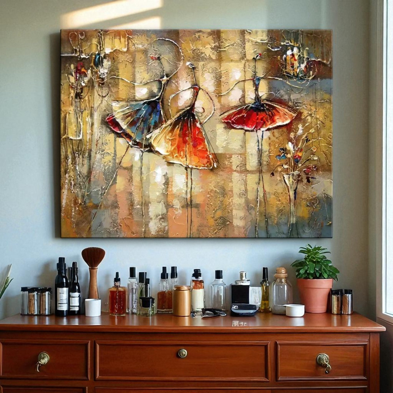 Картина з балеринами танцюючими Милий декор в кімнату дівчинки, в спальню 60х46см, фото 1